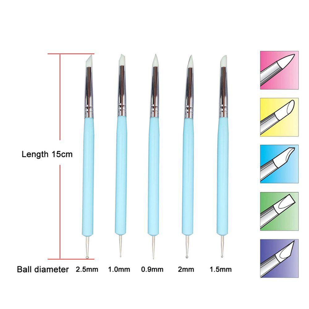 [Elegan] Alat Keramik Tembikar 5pcs/set Patung Silikon Polymer Clay Carving Tools