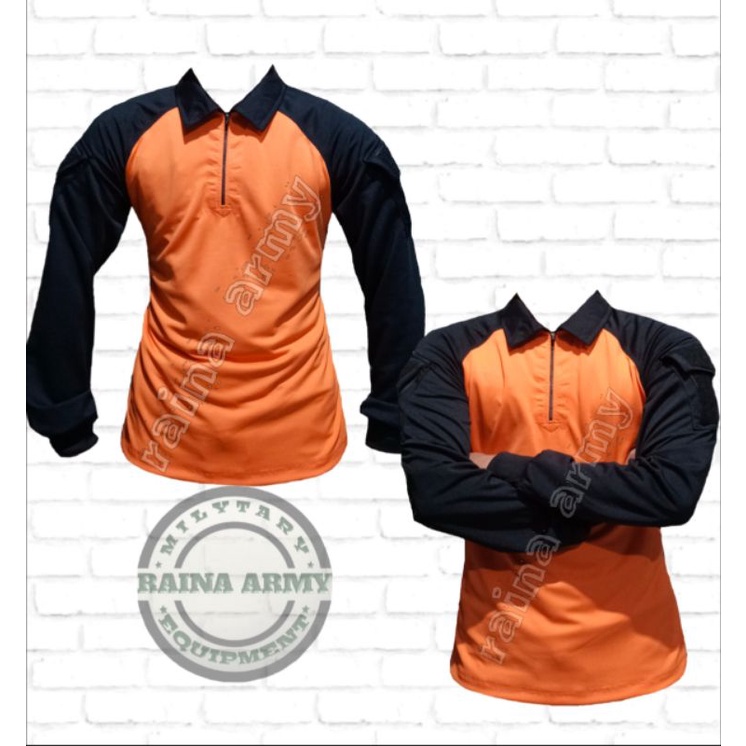 kaos bdu dryfit kaos tactical bdu jersey dryfit lengan panjang orange hitam
