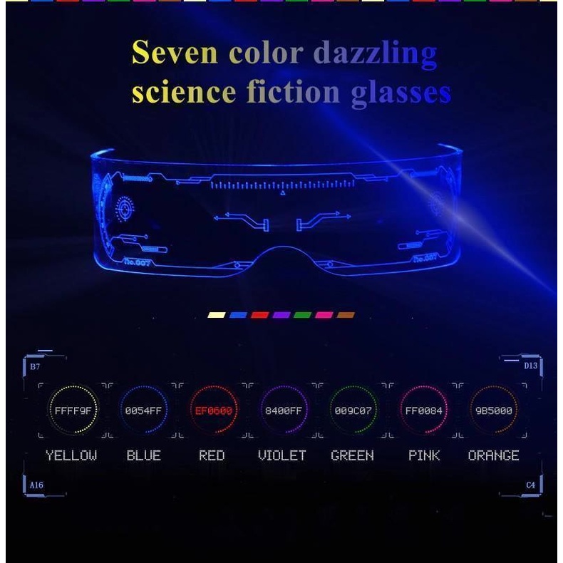 LED Light-Emitting Kacamata Trendi Masa Depan Teknologi Disco