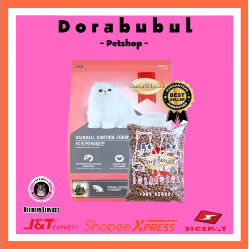 Dorabubul Makanan Kucing SmartHeart Hairbal Control Repack 1 Kg Murah / 1Kg Repack