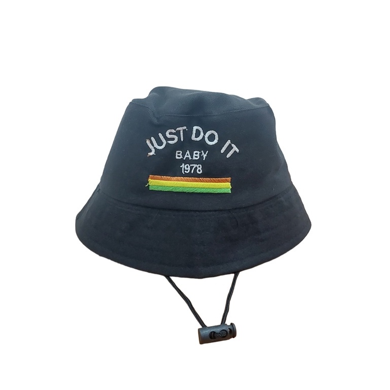 Bucket Hat Anak Tali Just Do It / Bucket Tali Anak Bordir Just Do It Usia 2-7 Tahun