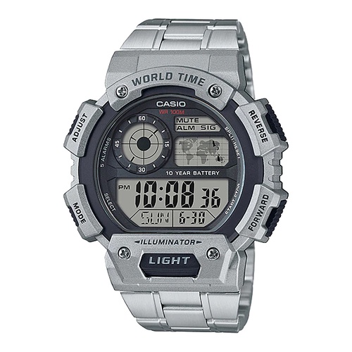 Casio Original AE-1400WHD-1A Jam Tangan Pria Digital Stainless Steel Strap Silver Youth Series