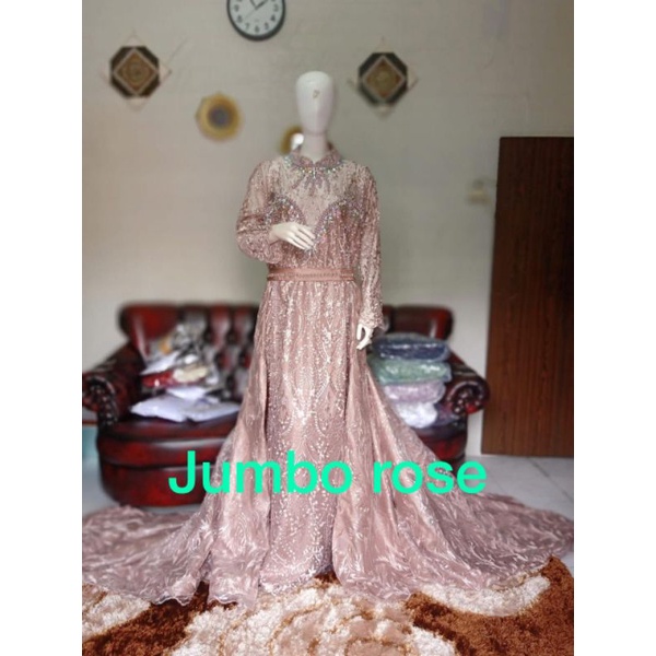 Gaun Pengantin Slim Jumbo Mutiara Silver,Moca,RoseGold,Taro
