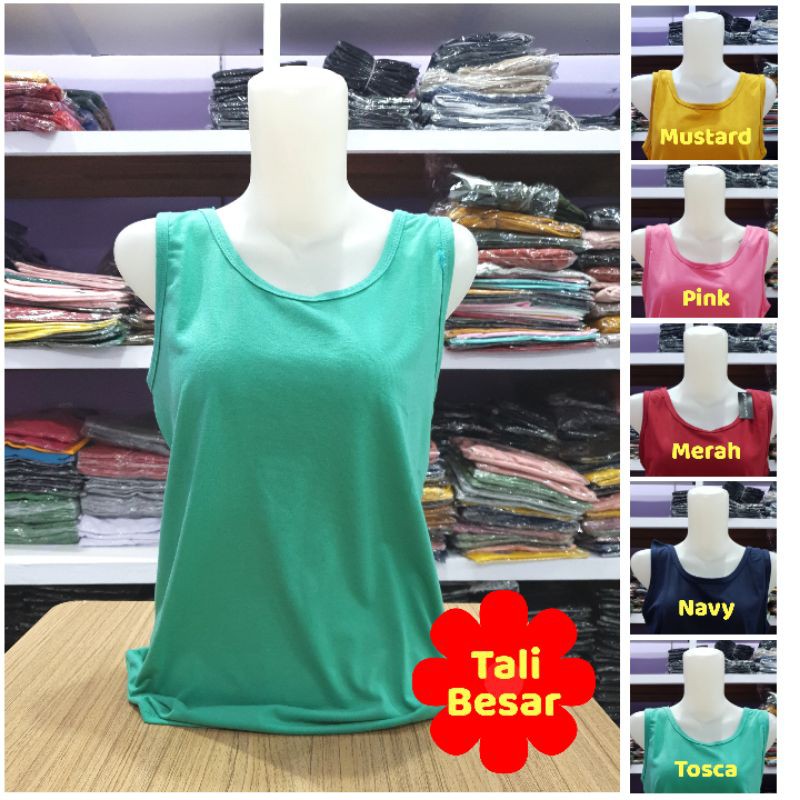 Tanktop Tali Besar Polos L XL JUMBO Spandex Singlet Senam Fitness Zumba