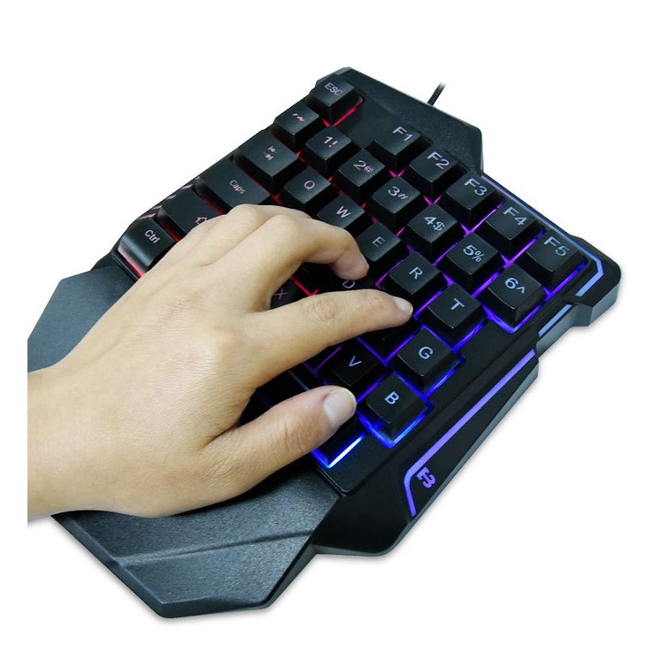 Keyboard Single Hand Gaming Semi Mechanical Rainbow Light Gaming Keyboard