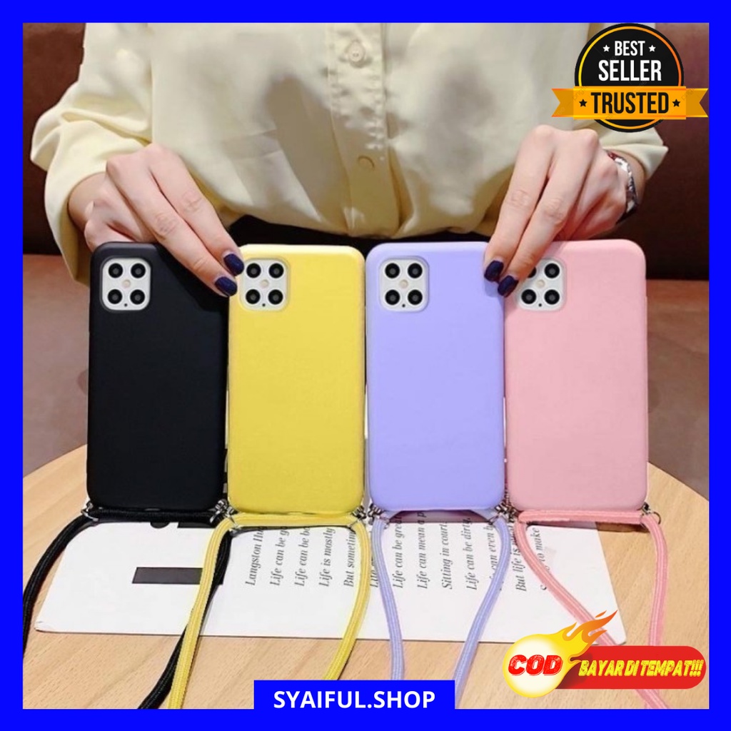 SAMSUNG A03 CORE PREMIUM SILIKONE CASE LANYARD TALI SEWARNA