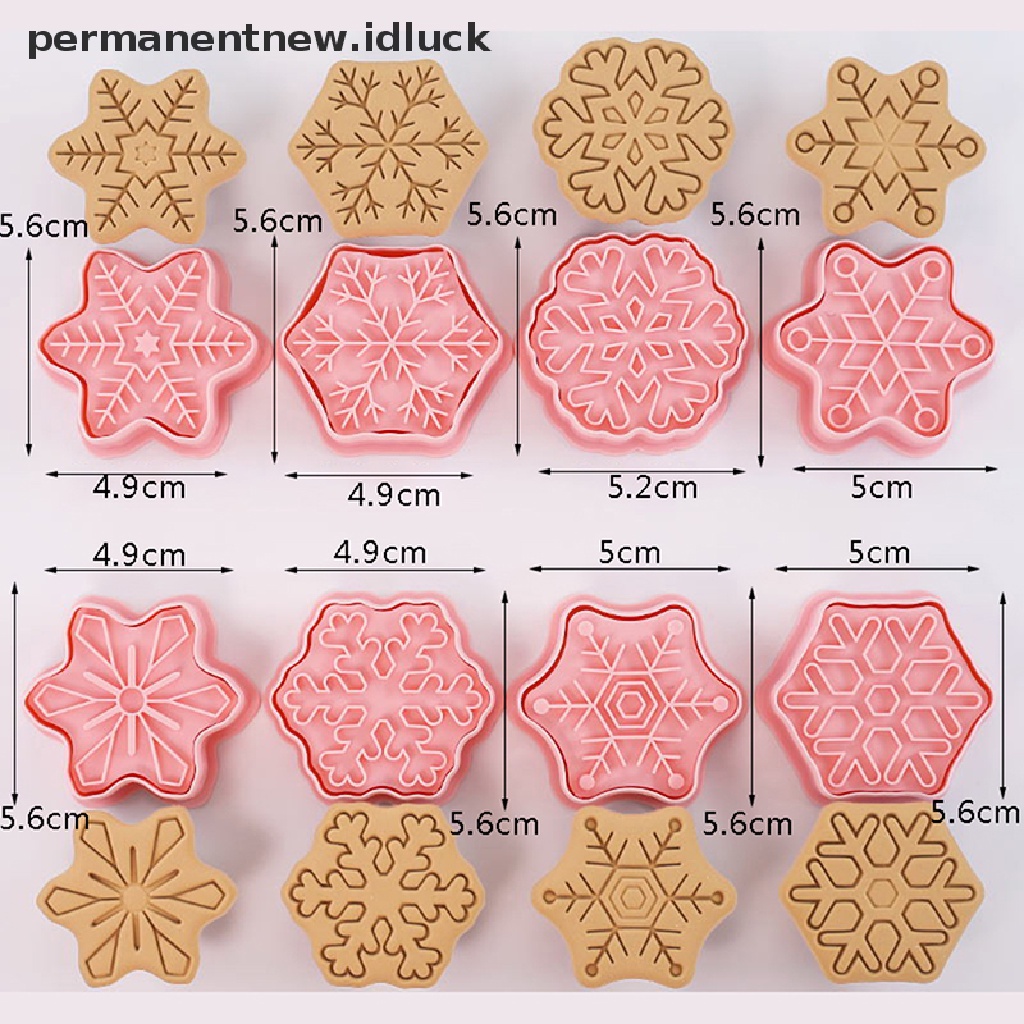 8 Pcs Cetakan Kue Bentuk Snowflake Bahan Plastik