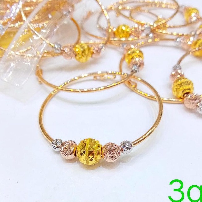 Gelang anak anak dan dewasa emas asli kadar 700 70% 16k merica bulat 3 warna ukir rosegold gold whitegold terbaru