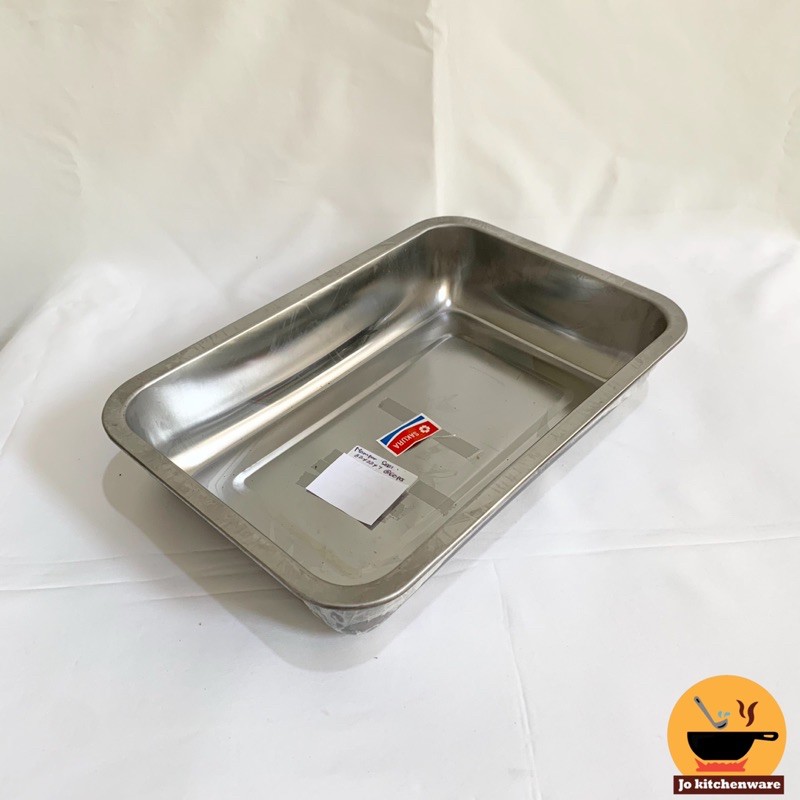 Nampan / baki segi stainless dalam sakura tebal / 36x27x7 cm