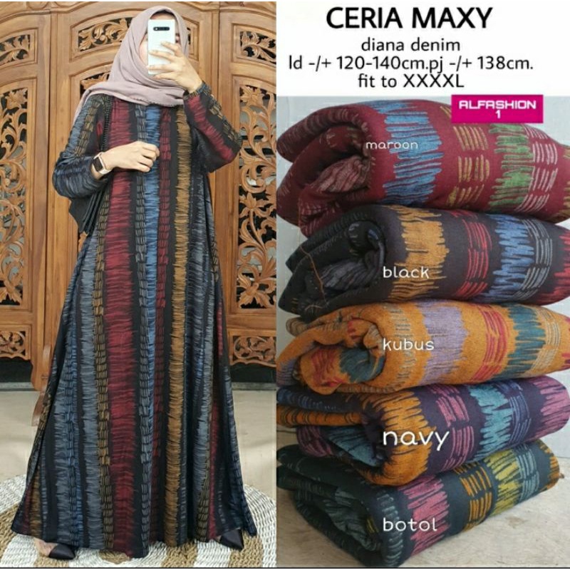 GAMIS JUMBO MELAR LD 120 - 140 PANJANG 138 FASHION WANITA TERBARU GAMIS JUMBO DENIM DIANA