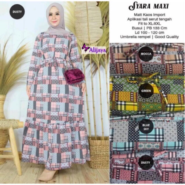 SYARA Maxy - Gamis Babyterry Import LD 105 / Busui Serut Pinggang / 096-5011