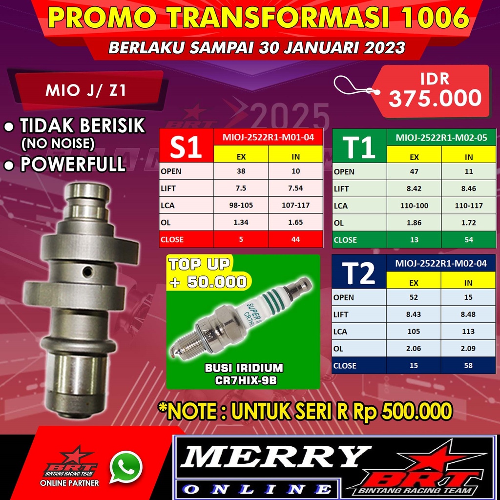 Promo 1010 Master Cam Noken as BRT Yamaha Mio J / X ride /  Soul GT / Fino fi / Jupiter Z1 115 54P