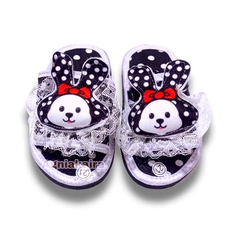 Sandal Selop Bayi Motif Polkadot Boneka Terbaru Lucu High Qualitty