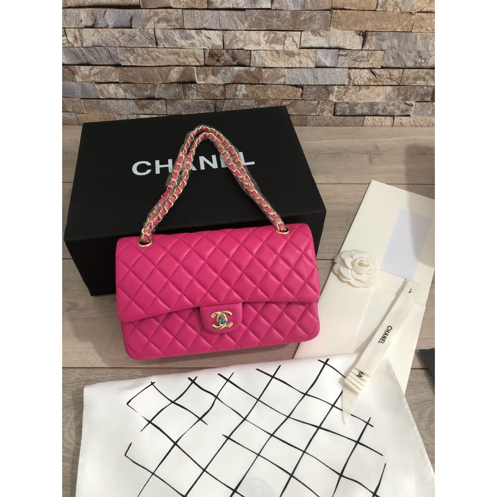 Tas Chanel Classic 2.55 Double Flap Lambskin GHW PINK FANTA Mirror Sale A1112