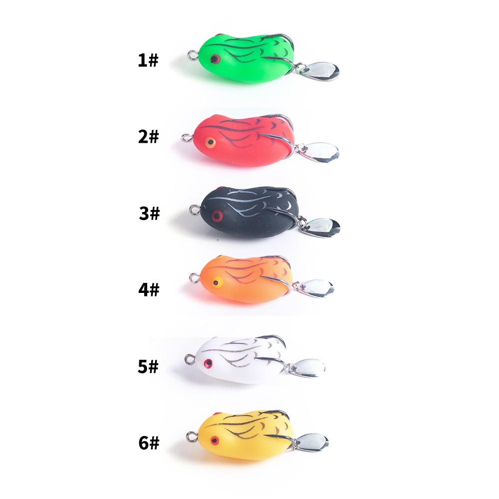 HENGJIA 6PCS Frog Umpan Pancing Katak Soft Fishing Lure 7g/9g Swimbait Ikan Bass Bait Kail with Spoon Tail