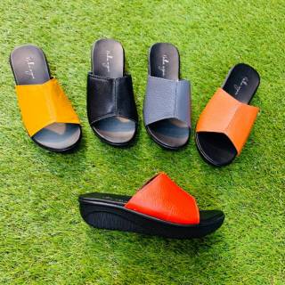 Jual Sandal Kulit Wanita Garut 3cm Nunung wedges datar Selop Solobong