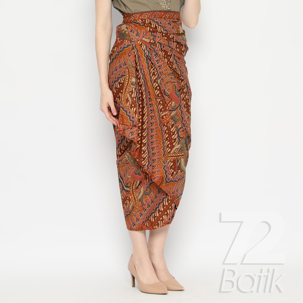 ROK BATIK SPAN Skirt Lilit Kebaya Instan Modern Wanita Motif Parang Seling Kusumo Warna Orange Coklat 721038 CAP 72 - Rok Batik Lilit Bawahan Skirt Kamen Kebaya Songket Batik Panjang Plisket Span Instan Jadi Bali Lembaran Premium Modern Untuk Wanita Konda