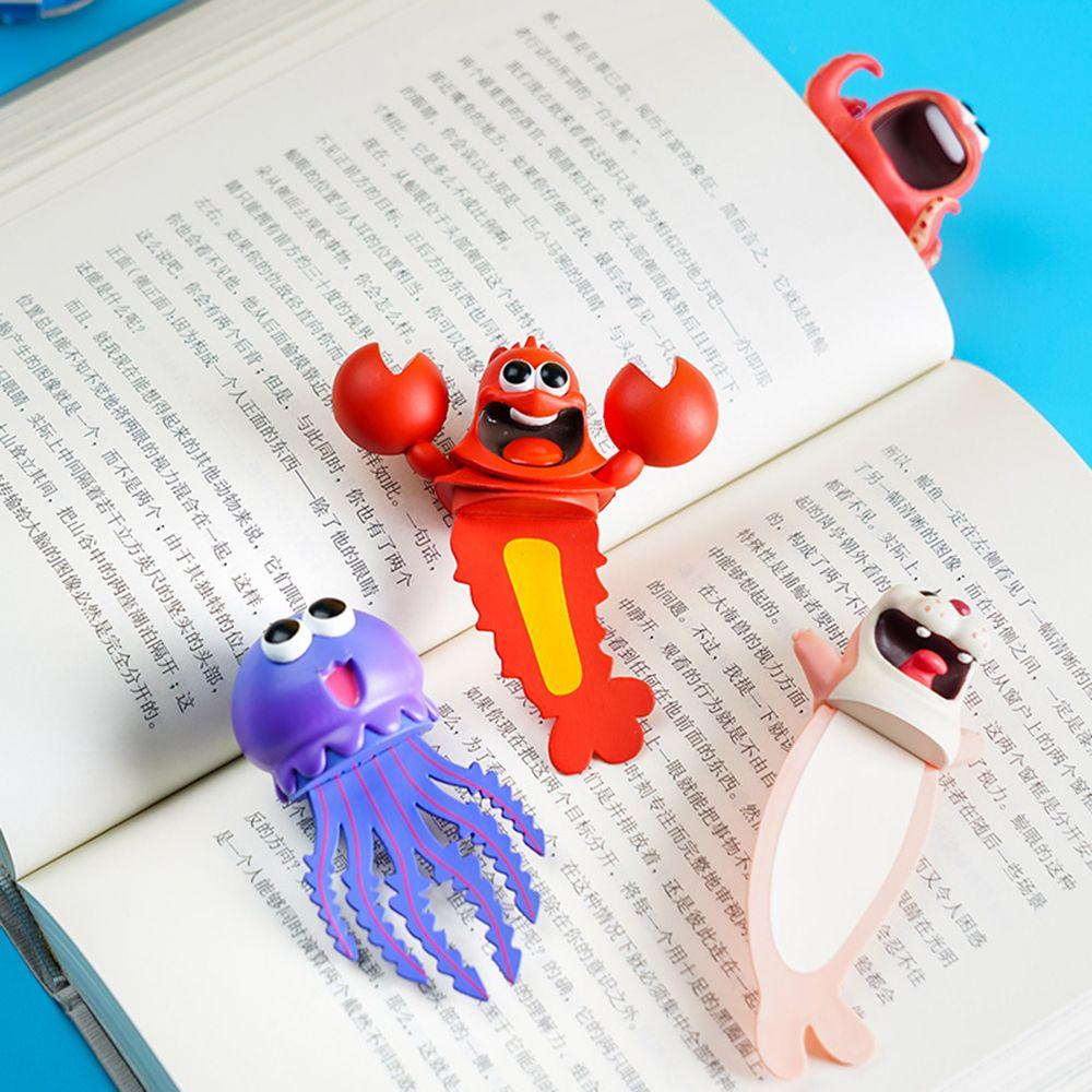 Wonder Bookmarks Wacky Stationery Hadiah Kreatif Kartun Gurita Lobster 3D Stereo