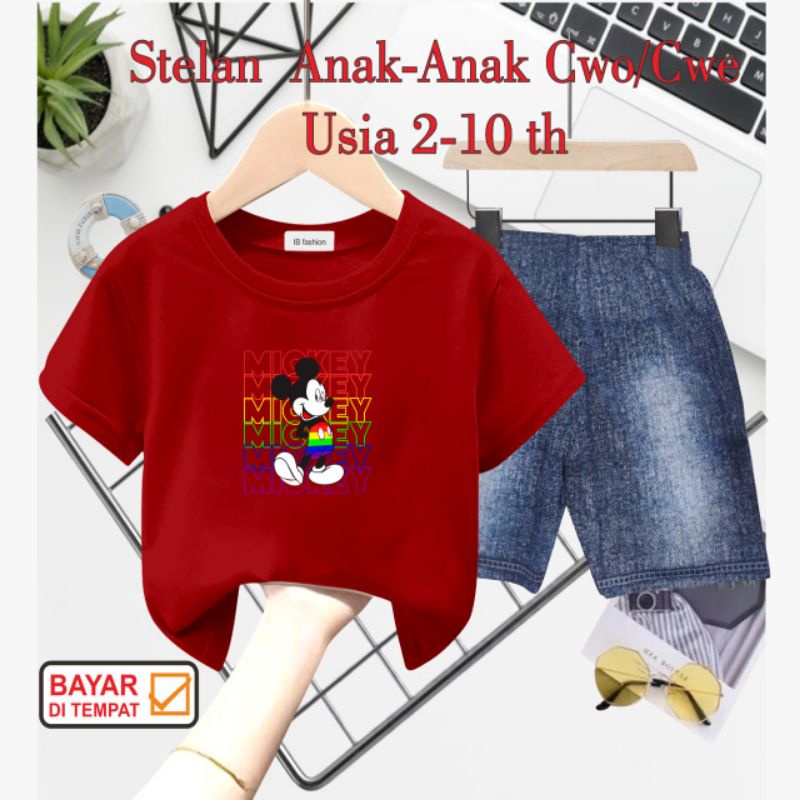 ((IB))SETELAN ANAK2 UNISEX SEMI JEANS/M1CK3Y DIGITAL SABLON