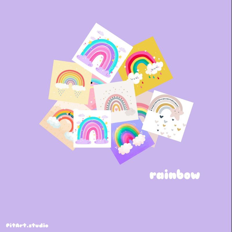 

Sticker rainbow kotak freebies lucu murah AESTHETIC