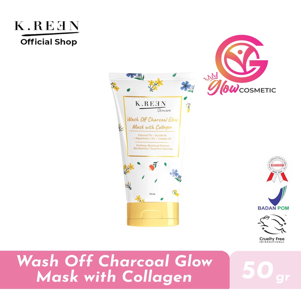 KREEN WASH OFF CHARCOAL GLOW MASK WITH COLLAGEN 50 ML