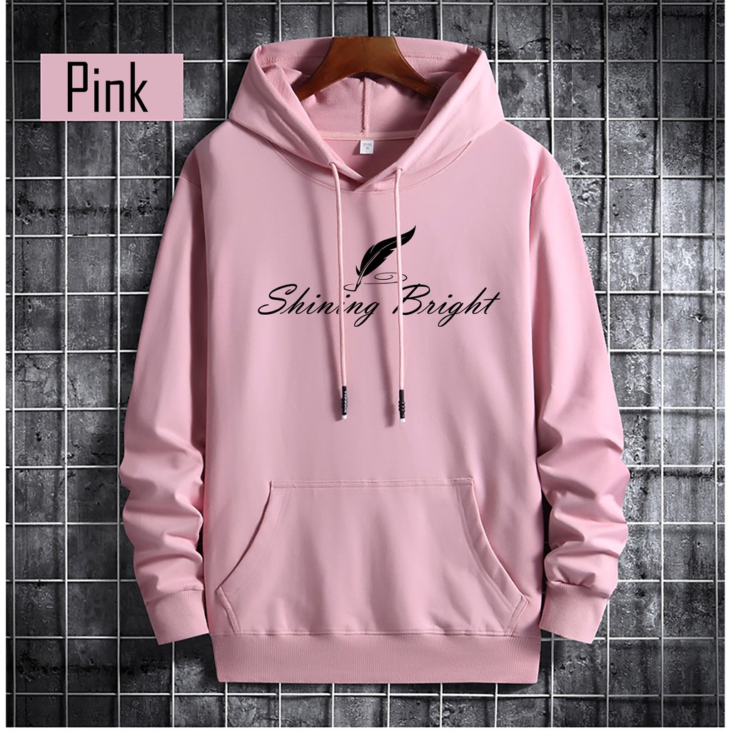 SHINING BRIGHT Jaket Distro Sweater Hoody Pria Wanita Bahan Fleece Tebal TERBARU