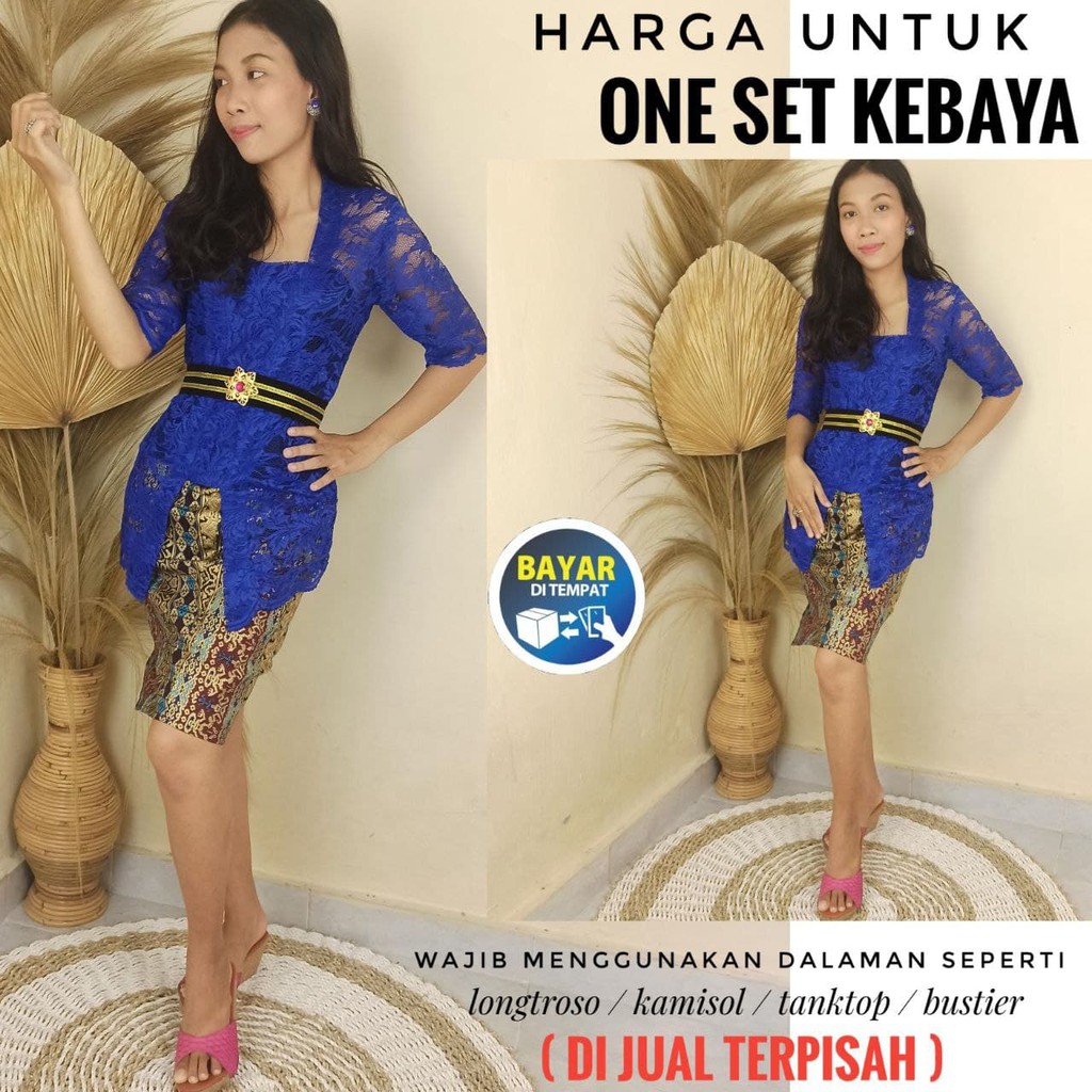 baju kebaya jadi brokat maudy dan rok katun batik pendek kebaya bali modern kebaya pesta-Biru