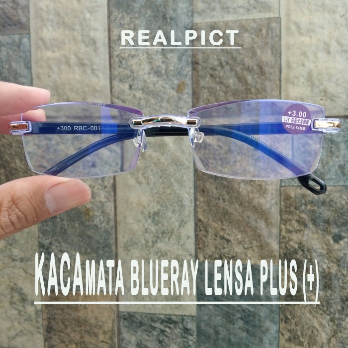 Kacamata Blueray Lensa Plus (+) Pria Wanita Unisex dari +0.00- +4.00 Kacamata Plus Kacamata Fashion