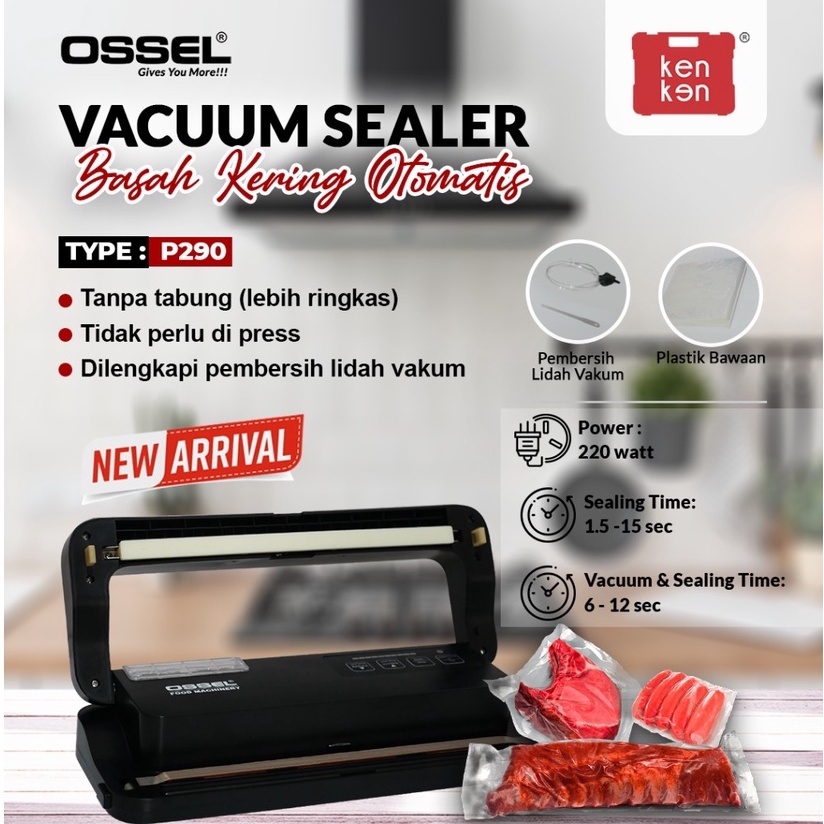Vacuum Sealer Ossel DZ-290 - Mesin Penyegel Vakum Basah dan Kering Hitam & Putih