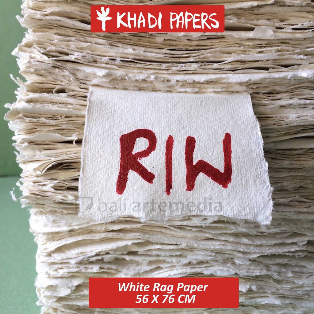 Khadi White Rag Papers 210gsm / 320gsm / 640gsm (56 x 76cm)