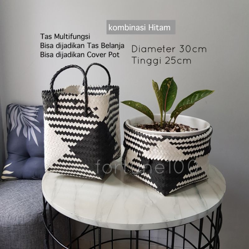 Keranjang Belanja / Tas Belanja / Keranjang Anyaman Plastik / Tas Kerajinan E05