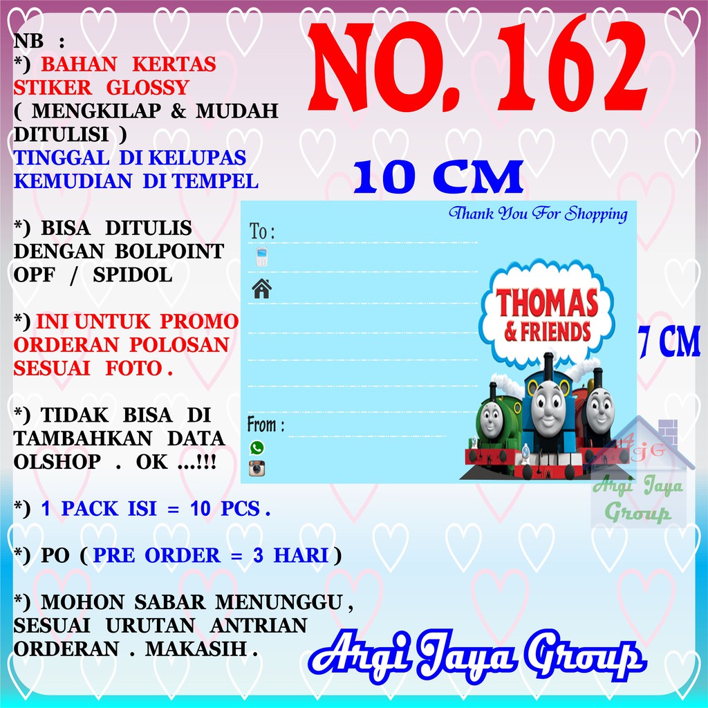 

Promo!Stiker Label Pengiriman Polosan No = 162 (10x7cm) 1 Pack = 10 Pcs