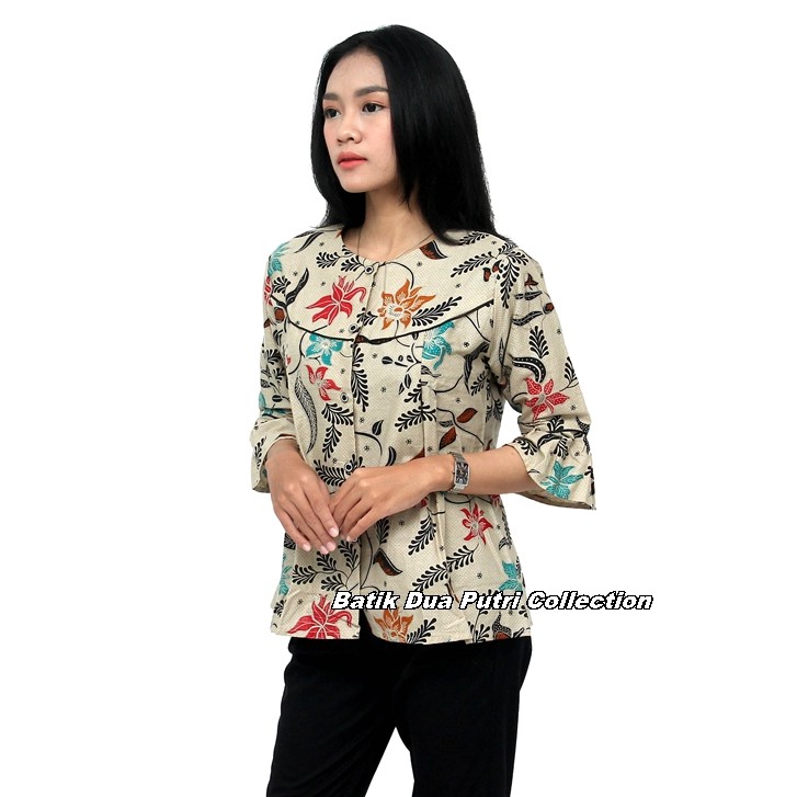 Batik Wanita Atasan Blouse Modern Terbaru kode 2020112 juminten Peplum Batik Dua Putri