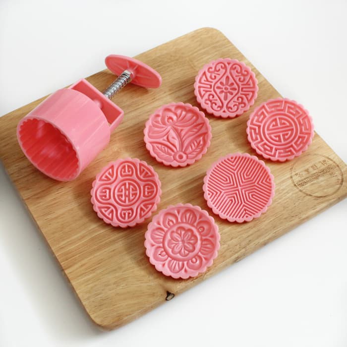 cetakan kue bulan mooncake 100gr 6cm motif bulat moon bread cake maker