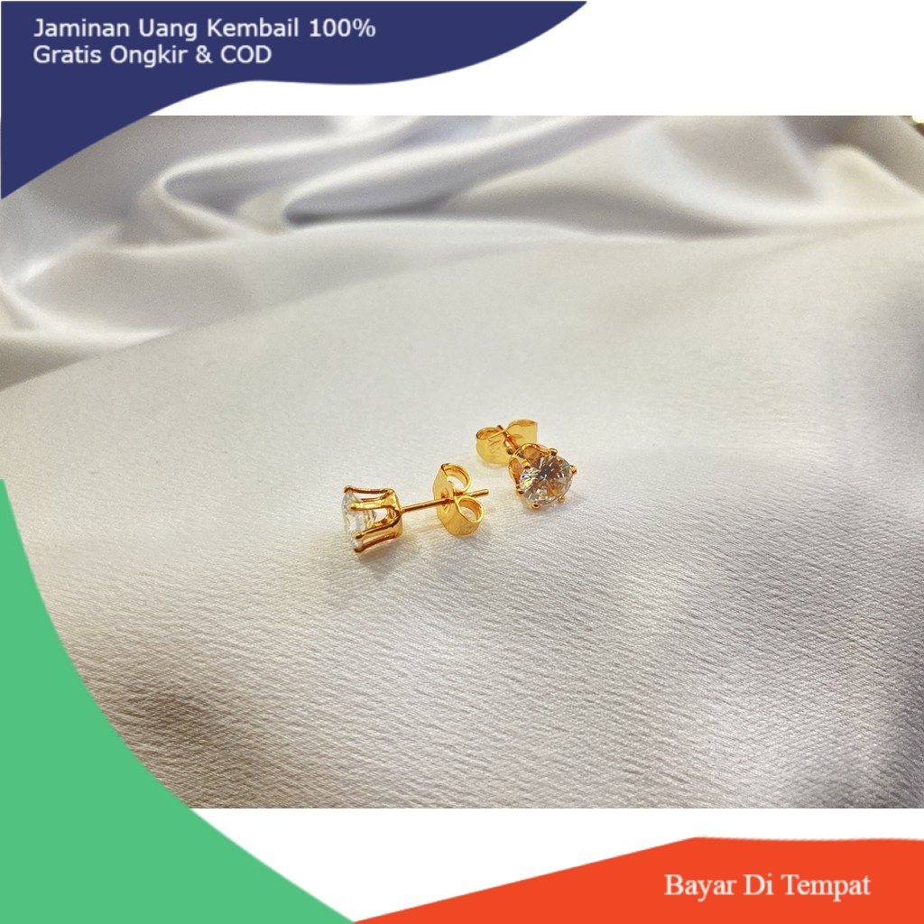 Anting Tusuk Mata Satu Lapis Emas Aksesoris Perhiasan 18K