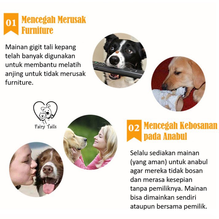 Mainan Kunyah Interaktif untuk Anjing Tali Kepang Gigit Gigitan | Intearctive Dog Chew Toy (Rope)