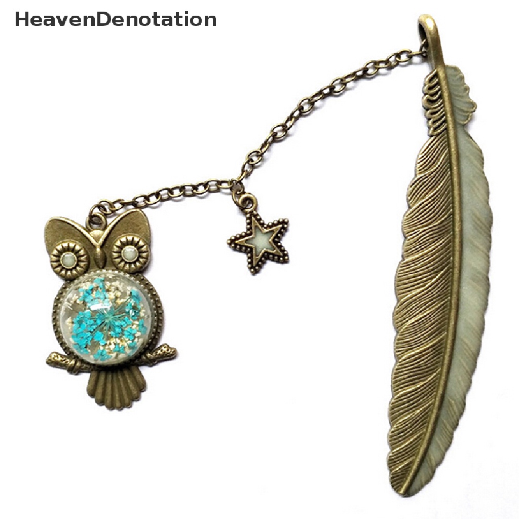 [HeavenDenotation] 1X Luminous Night Owl Bookmark Label Read Maker Feather Book Mark Stationery