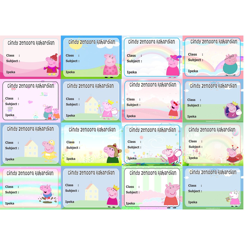 

Label stiker buku nama kelas mapel custom