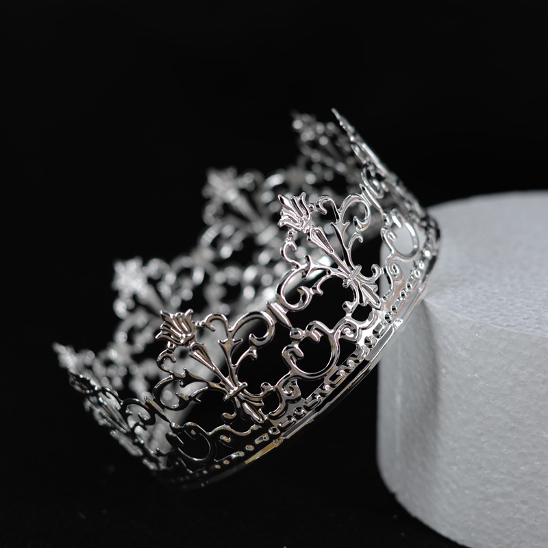 1pc Mahkota Tiara Mini Hollow Handmade Dekorasi Kue Ulang Tahun / Pernikahan