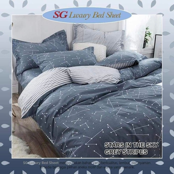 Sprei Catra Rasi Bintang Garis uk 160 x 200 x 30 bs cust sz