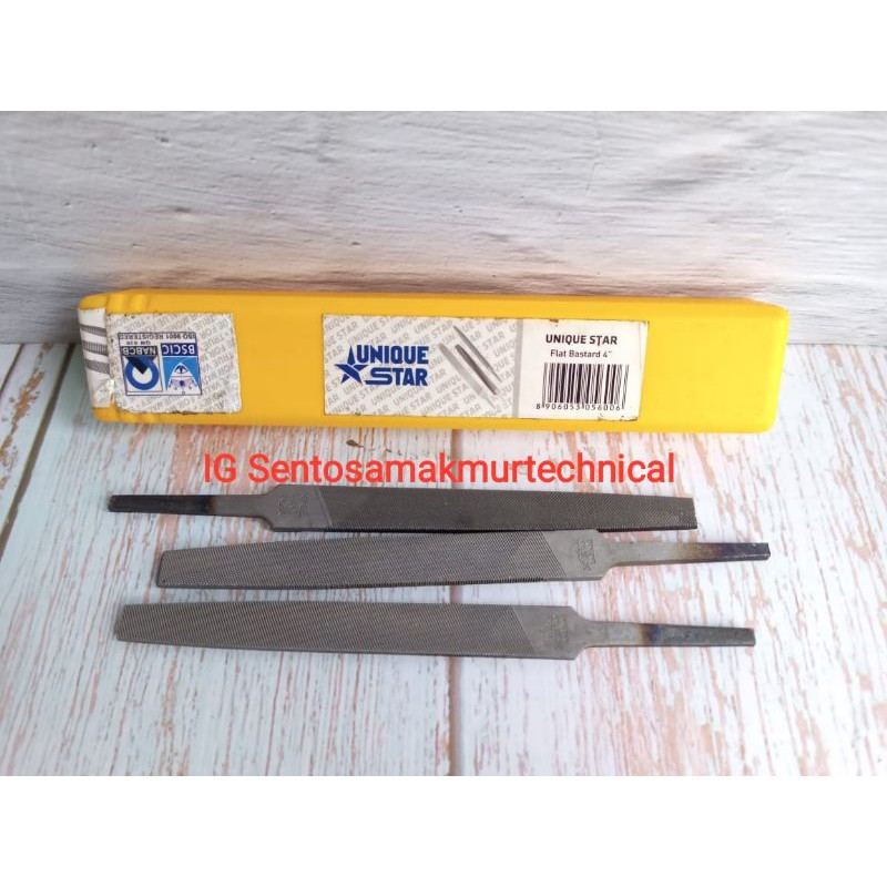 UNIQUE STAR 4&quot; Kikir India Gergaji Besi Rata Lurus Flat Bastard File 4 Inch