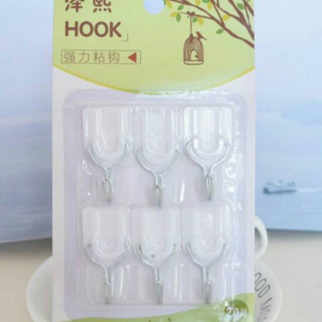 Powerfull Hook 1 SET ISI 6 Cantolan Gantungan Barang Baju Tempel Tembok Dinding Kait