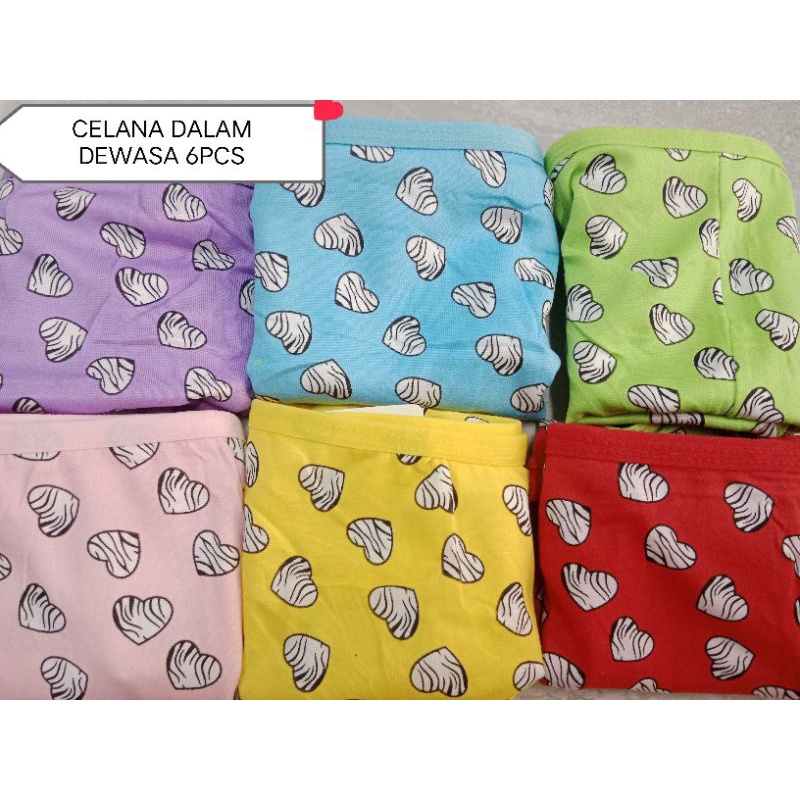 CELANA DALAM 6PCS MOTIF LOVE (CD printing) 6pcs