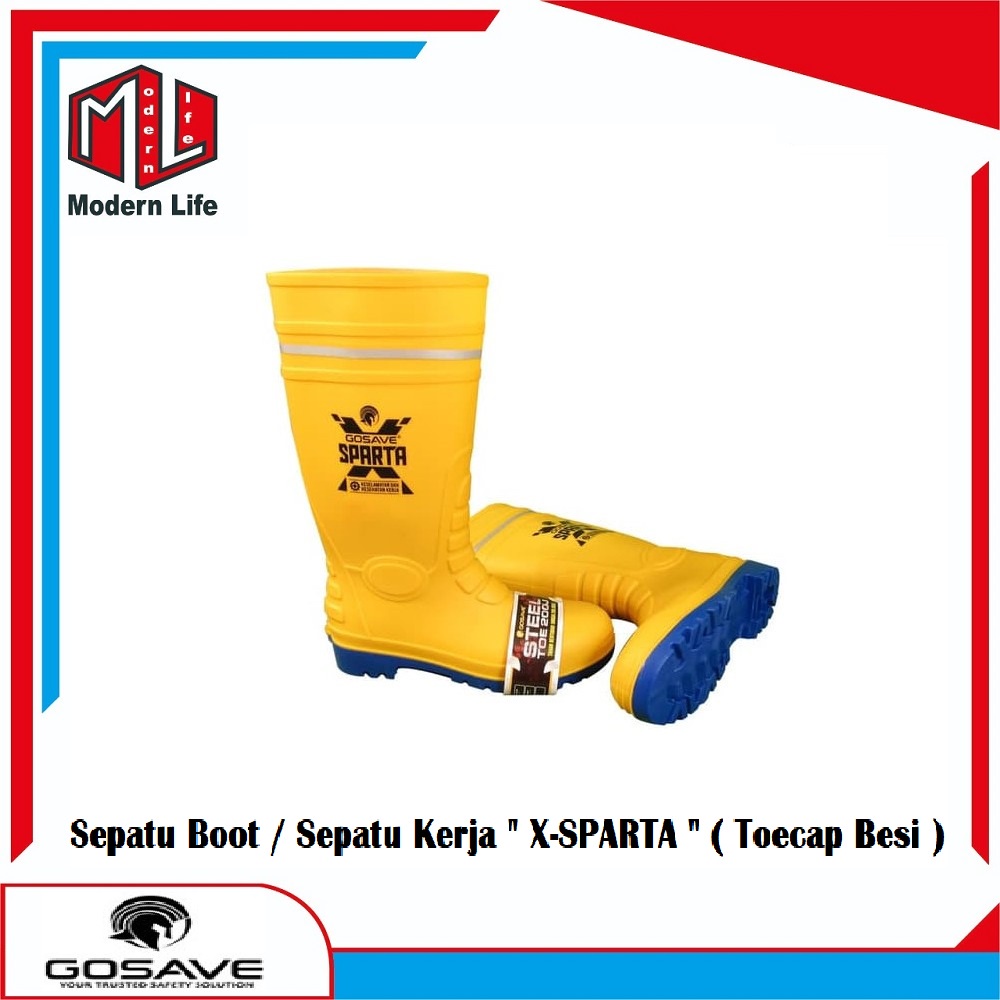 GOSAVE SEPATU BOOT SAFETY - XSPARTA - PVC RUBBER KARET BOOTS STEEL TOE