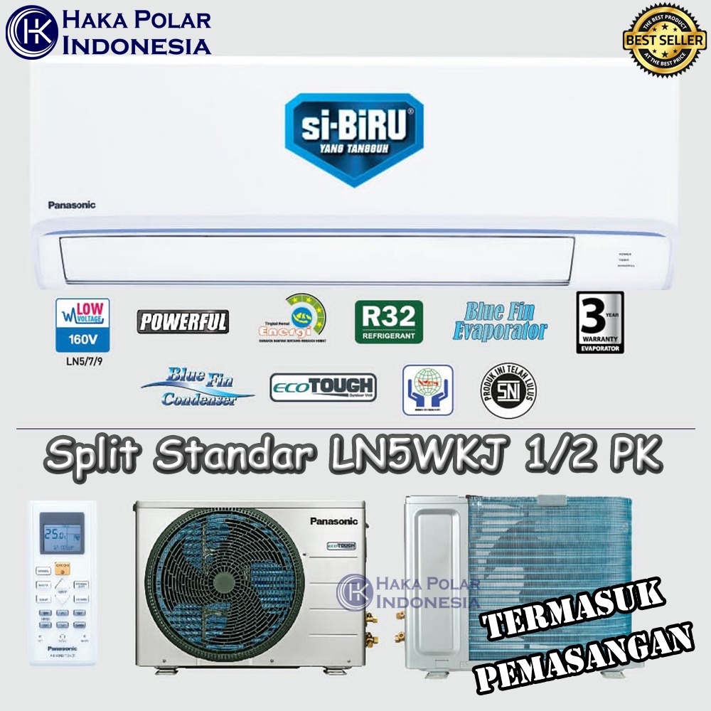AC Panasonic Si Biru 1/2 PK Standard CS-LN5 Termasuk Pemasangan