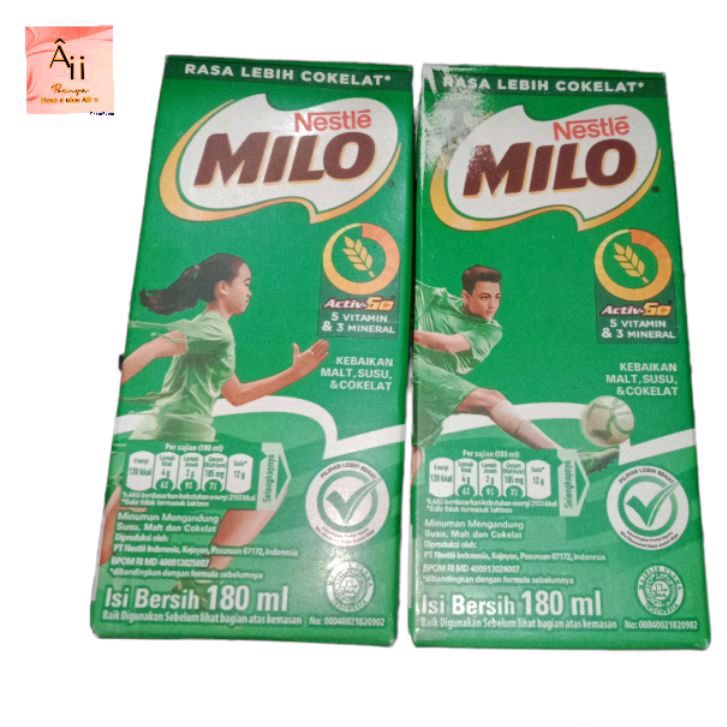 

susu uht Nestle Milo rasa coklat netto 180ml kemasan kotak besar