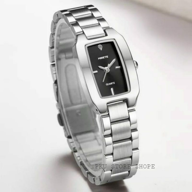 SILVER PLAT HITAM ☑️ JAM RANTAI CEWEK WATER RESISITANT MIRETE ORIGINAL JAM TANGAN KASUAL SPORTY WANITA DIAMETER 2,8mm Bess Seller Jam tangan wanita murah mirete