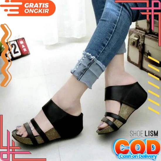 Vi54 Wanita Wedges Casual Elegan Wejes Wedjes Weges Wejde 57 Sk568 Sandal Wanita Crocodile Sdw Herdi