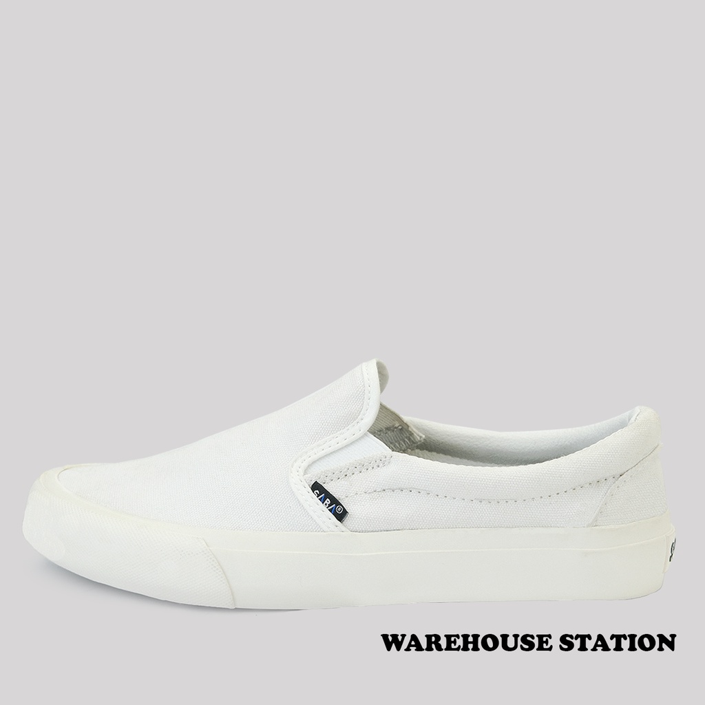 SABA Vintage Slip On Triple White - Sepatu Sneakers Casual Pria Wanita