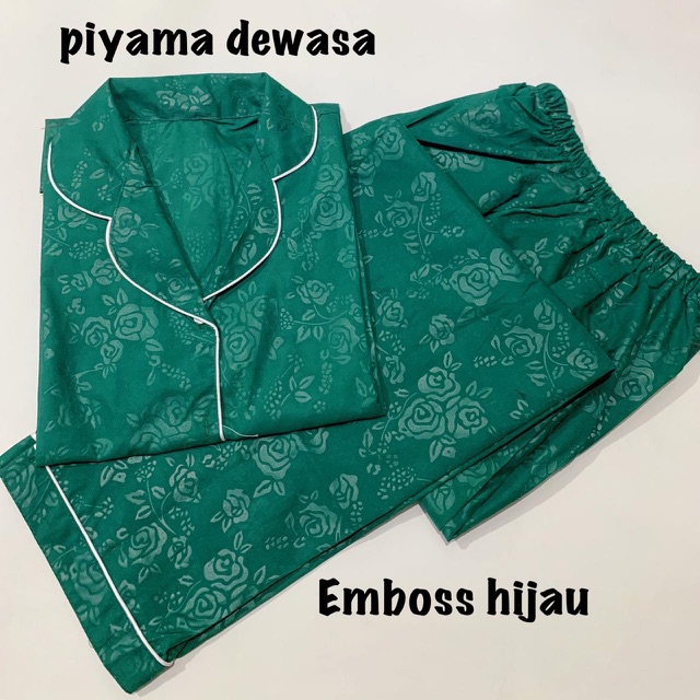 Piyama EMBOSS HIJAU bisa couple mom kids and family